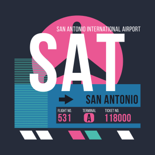 San Antonio (SAT) Airport Code Baggage Tag T-Shirt