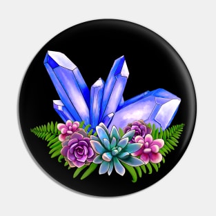 Blue Crystal and Colorful Succulents Pin