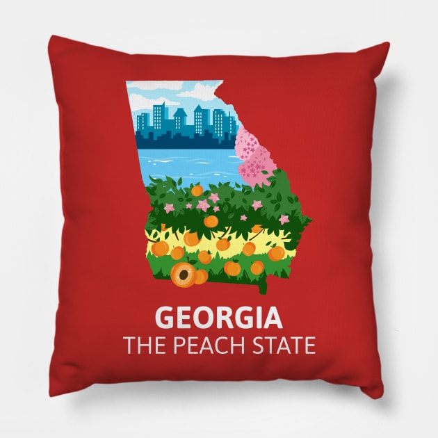 Georgia the peach state Pillow by WOAT