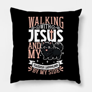 Jesus and dog - Swedish Lapphund Pillow