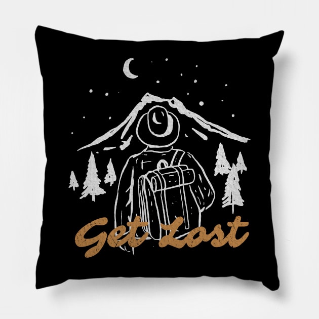 Hiking - get lost Pillow by moslemme.id