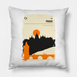 Prague Vintage Minimal Czech Republic Travel Poster Pillow