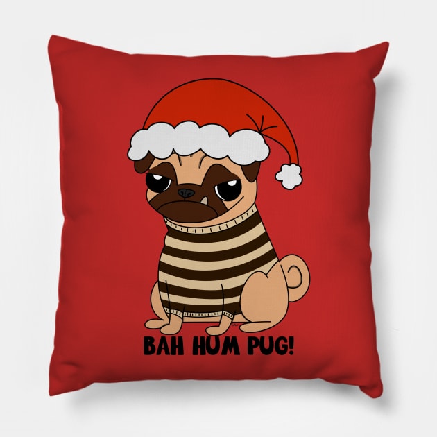 Bah Hum Pug! Pillow by The Lemon Stationery & Gift Co