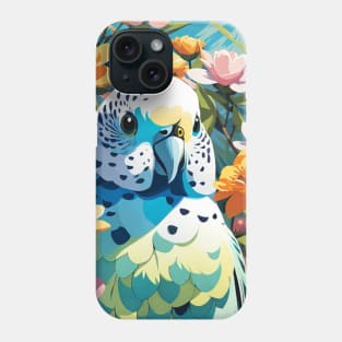 Blossoming Budgie- Budgerigar with beautiful buttercups Phone Case