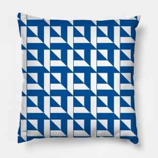 Squares Pattern Blue + White Pillow