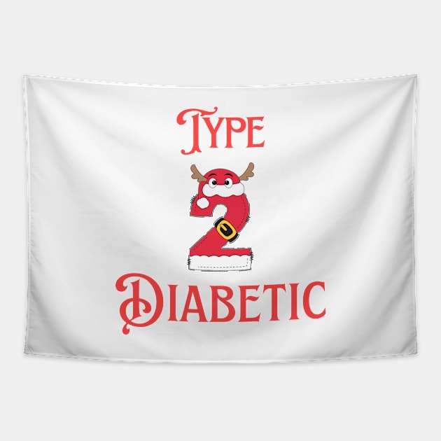 Diabetes Christmas Reindeer l Type 2 Diabetic Tapestry by Diabeticsy