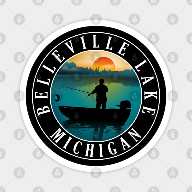 Belleville Lake Fishing Michigan Sunset Magnet by BirdsEyeWorks