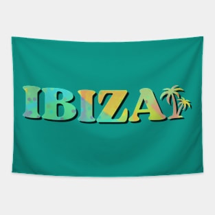 Ibiza with palm tree Tapestry