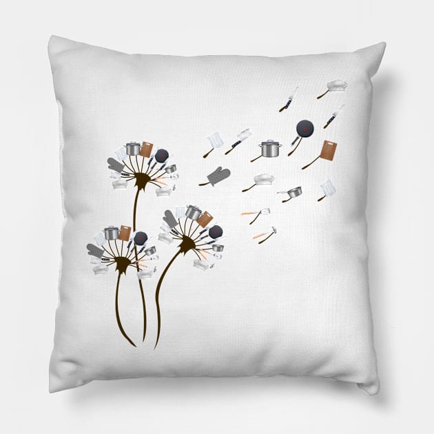 Chef Shirt Dandelion Chef Lover Pillow by Nikkyta