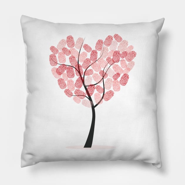 Heart tree with finger prints Pillow by GULSENGUNEL