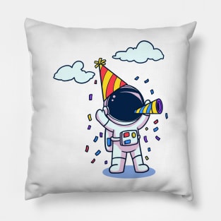 Cute Astronaut Celebrate Birthday Party Pillow