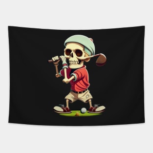 Swing of the Undead Funny Golfing Skeleton Golfer Halloween Pattern Tapestry