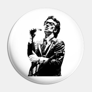 Elvis Costello - 80s Style Black Vintage Pin