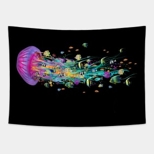 Swimming Purple Jellyfish Tapestry