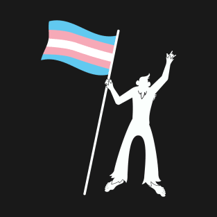 LGBTQ Bigfoot Rock On Progressive Pride Transgender Flag T-Shirt