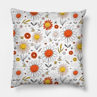 Spring Doodle Flowers Pillow