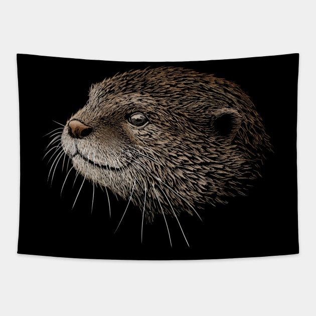 Awesome Pencil Artwork Otter Drawing Tapestry by SkizzenMonster