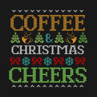 Coffee and Christmas Cheers-Sweater Pattern T-Shirt