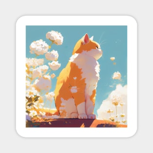 Orange and white cat Magnet