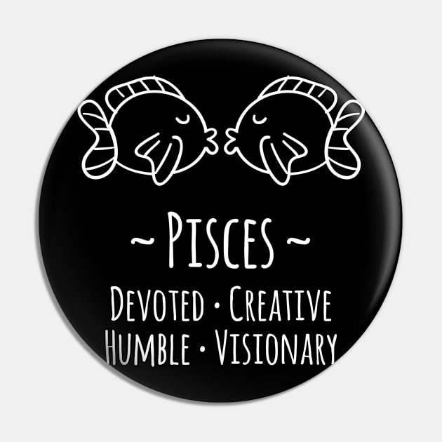 Pisces Zodiac Sign Pin by HappyCatPrints