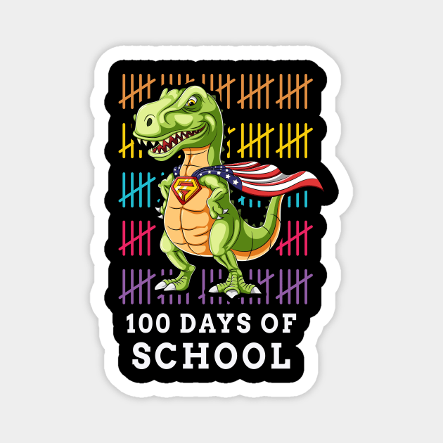 Dinosaur Trex Happy 100th Day Of School Boys Kids Gift T-Shirt Magnet by 7D Tshirts