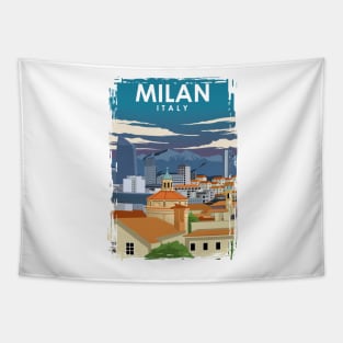 Milan Italy Vintage Minimal Retro Travel Poster Tapestry