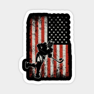 USA Flag Hockey Player Magnet