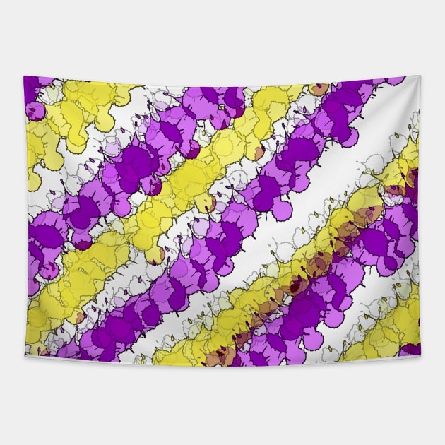 Purple and Yellow Splatter Distressed Tapestry by BlakCircleGirl