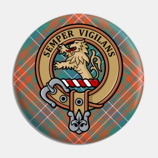 Clan Wilson Crest over Ancient Tartan Pin