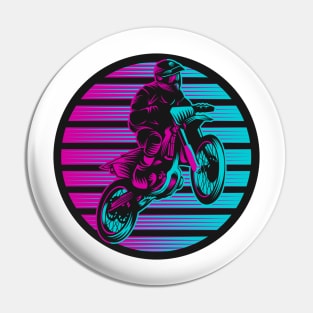 Retro Rider: Soaring High in a Vintage Motocross Jump Pin