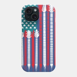 Patriotic Guitar American US Flag Rock Bass Electric Phone Case