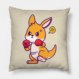 Cute Kangaroo Boxing Cartoon Pillow