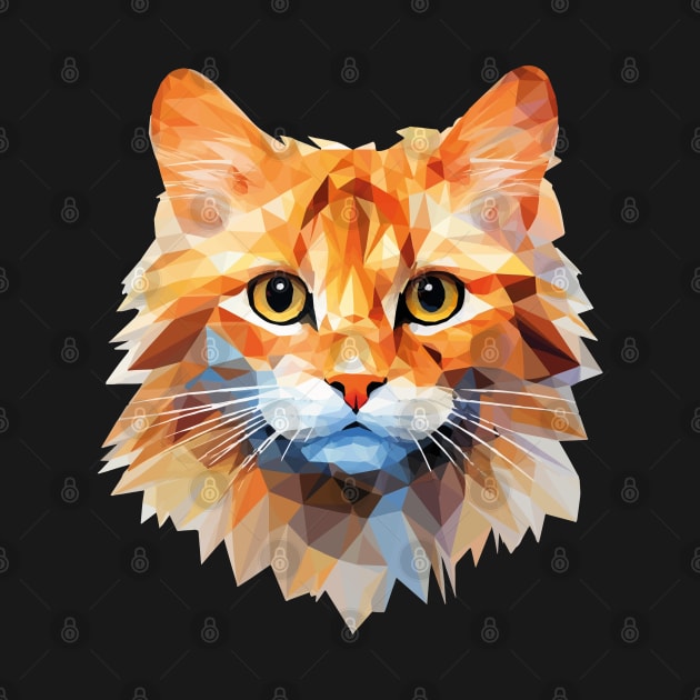 Low poly cat - Orange cat in low polygon art by OurCCDesign