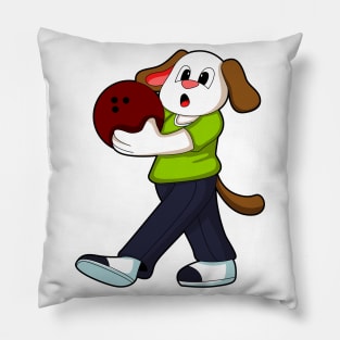 Dog at Bowling with Bowling ball Pillow