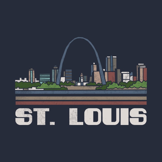 St. Louis City Vintage Traveller Gift Skyline Silhouette by NickDezArts