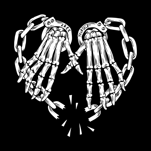 Skull hands and broken heart-shaped chains for Halloween by Supergraphic