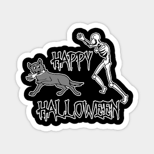 Funny Skeleton Dog Humor Happy Halloween Dog Bone Magnet