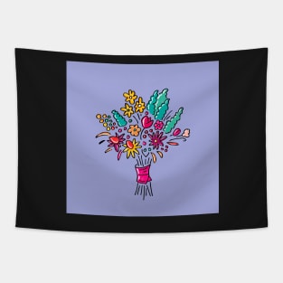 Floral bouquet on blue bell Tapestry