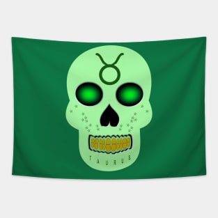 Taurus Star Sign Skull Tapestry