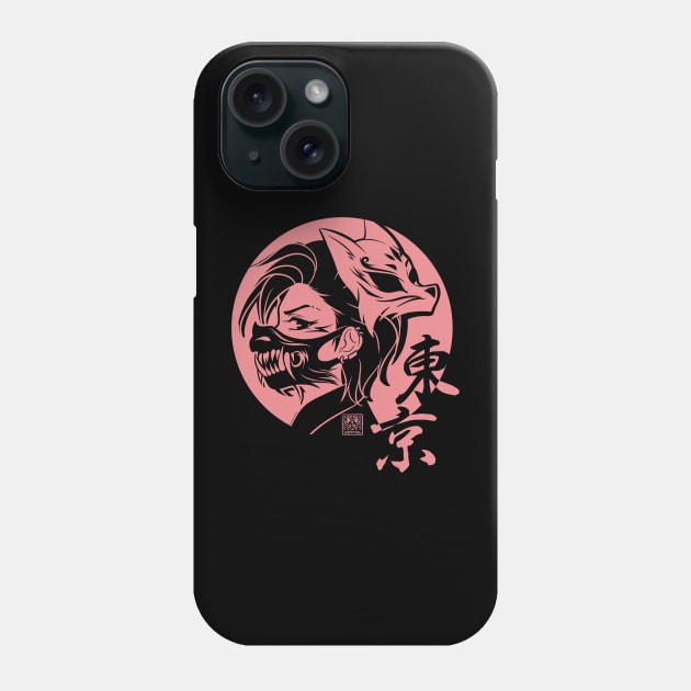 Anime Girl Eye Japanese Ninja Tokyo Girl Mask Kitsune fox Phone Case by LoshimizuDesign