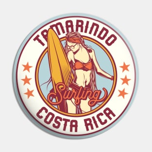 Vintage Surfing Badge for Tamarindo, Costa Rica Pin