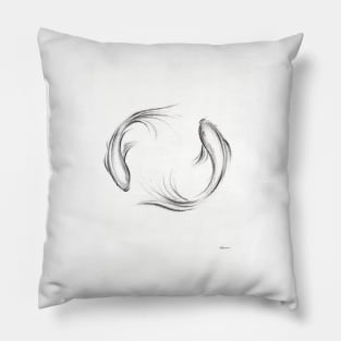 Seijaku - Tranquil Koi charcoal drawing Pillow