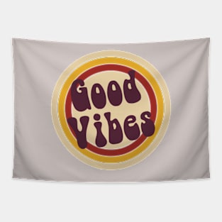 Yellow And Burgundy Retro Good Vibes Tapestry