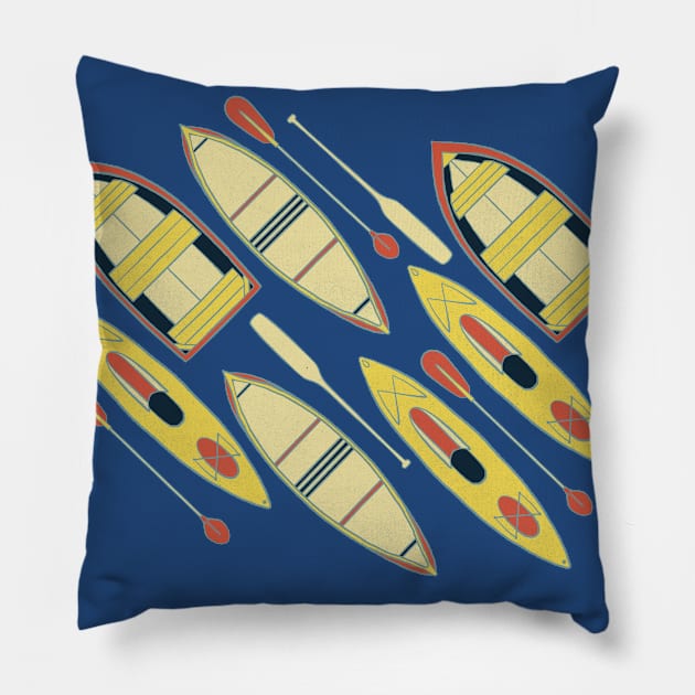 Cottage Lake Boats Pillow by Carabara Designs