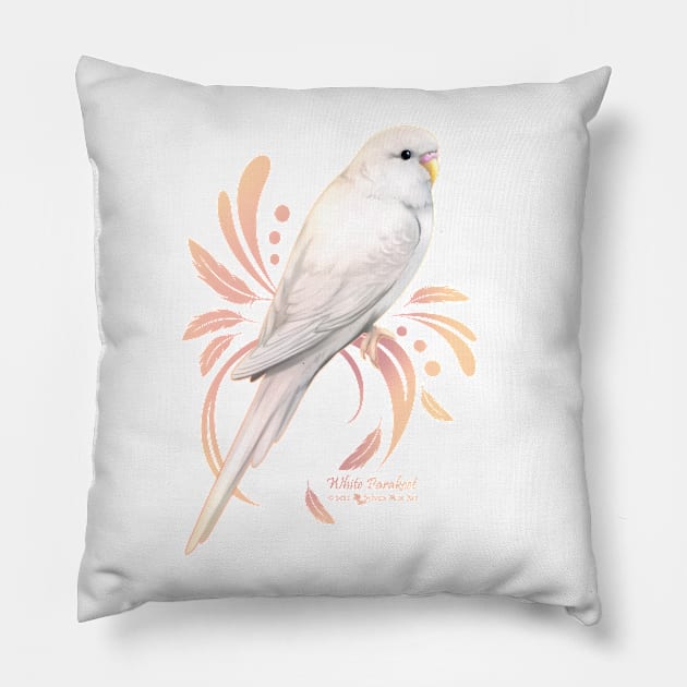 White Parakeet Pillow by Sylvanmistart