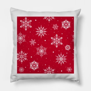 Christmas Folk Snowflakes V2 Red Pillow