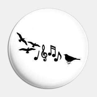 Music Notes and Birds Pin