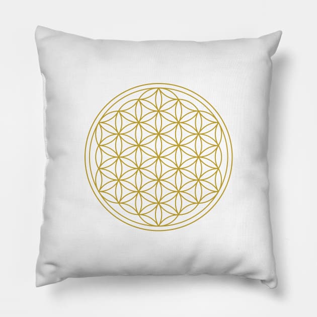 Flower of Life Gold Pillow by NataliePaskell