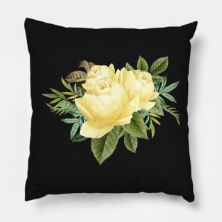 Yellow Watercolor Flower Bouquet Arrangement Branch Floral Lover Vintage Pillow