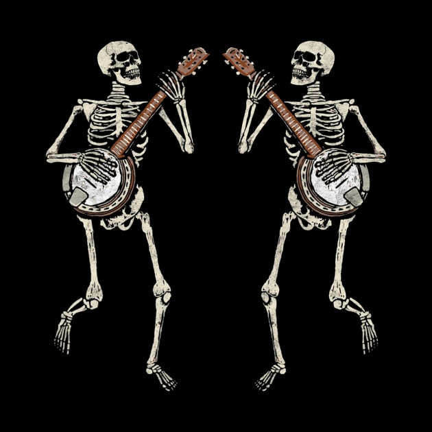 Retro Dancing Skeleton Pair Banjo Vintage Graphic by Sinclairmccallsavd